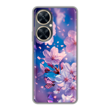 Силиконовый чехол на Huawei Nova 11i с принтом цветы бабочки Силиконовый чехол на Huawei Nova 11i с принтом цветы бабочки