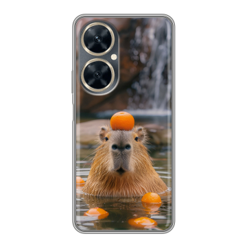 Силиконовый чехол на Huawei Nova 11i с принтом Капибара с апельсином Силиконовый чехол на Huawei Nova 11i с принтом Капибара с апельсином