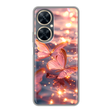 Силиконовый чехол на Huawei Nova 11i с принтом бабочки розовые