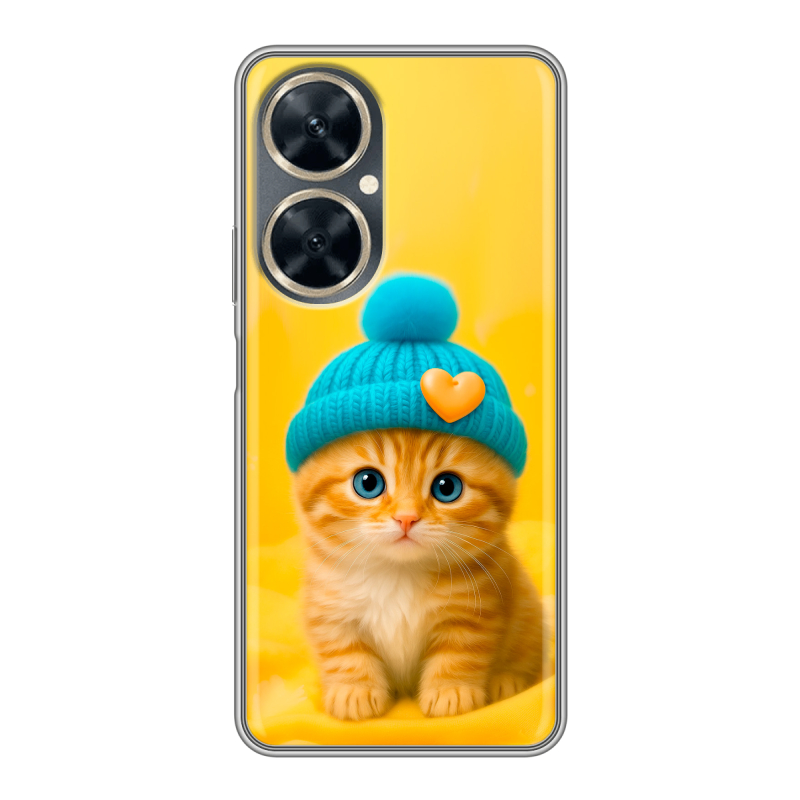 Силиконовый противоударный чехол на Huawei Nova 11i с принтом Котенок в шапке Силиконовый противоударный чехол на Huawei Nova 11i с принтом Котенок в шапке