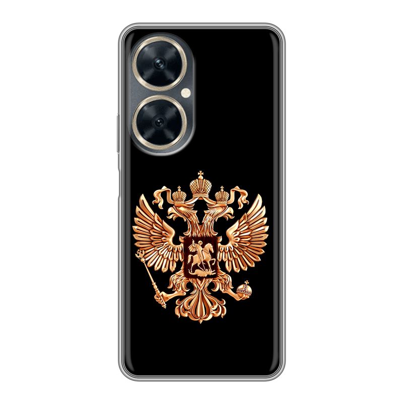 Силиконовый чехол на Huawei Nova 11i с принтом Герб России золотой Силиконовый чехол на Huawei Nova 11i с принтом Герб России золотой