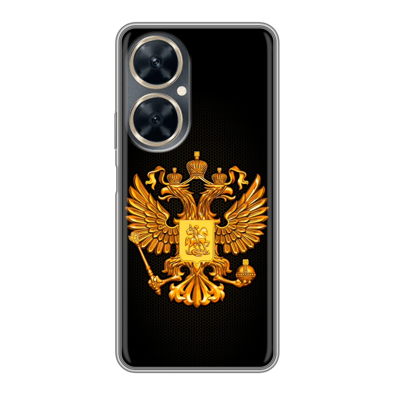 Силиконовый противоударный чехол на Huawei Nova 11i с принтом Герб России желтый Силиконовый противоударный чехол на Huawei Nova 11i с принтом Герб России желтый