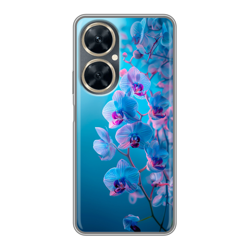 Силиконовый чехол на Huawei Nova 11i с принтом голубые орхидеи Силиконовый чехол на Huawei Nova 11i с принтом голубые орхидеи