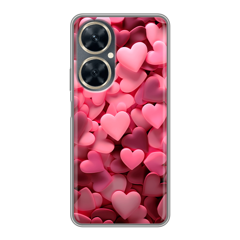 Силиконовый противоударный чехол на Huawei Nova 11i с принтом розовые сердечки Силиконовый противоударный чехол на Huawei Nova 11i с принтом розовые сердечки
