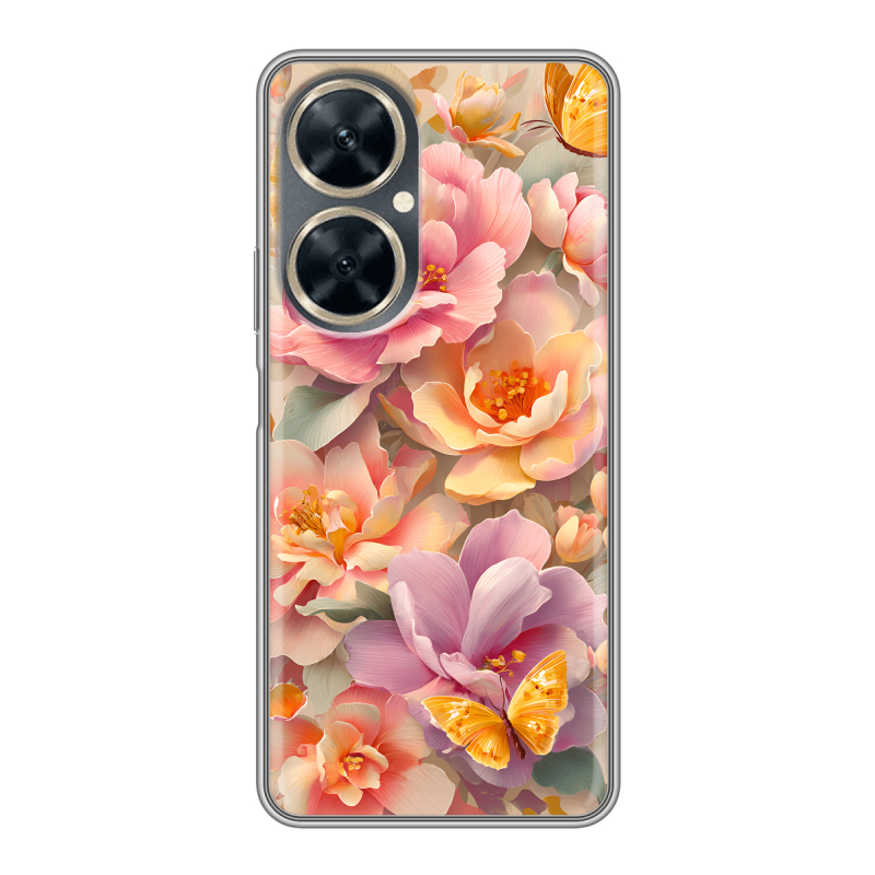 Силиконовый чехол на Huawei Nova 11i с принтом Цветы и бабочки Силиконовый чехол на Huawei Nova 11i с принтом Цветы и бабочки