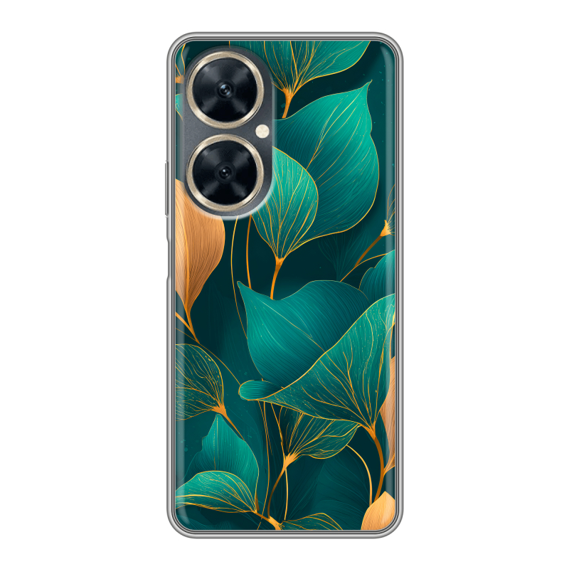 Силиконовый чехол на Huawei Nova 11i с принтом Листья и золото Силиконовый чехол на Huawei Nova 11i с принтом Листья и золото