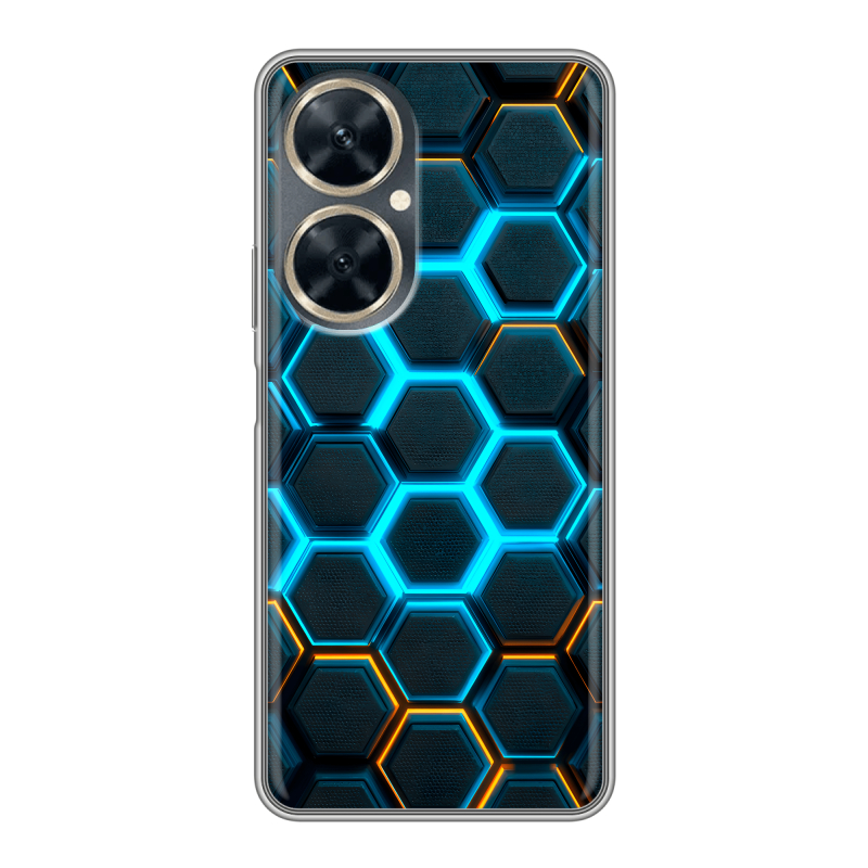 Силиконовый противоударный чехол на Huawei Nova 11i с принтом Неоновые соты Силиконовый противоударный чехол на Huawei Nova 11i с принтом Неоновые соты