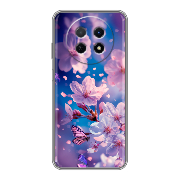 Силиконовый чехол на Huawei Nova Y91 с принтом цветы бабочки