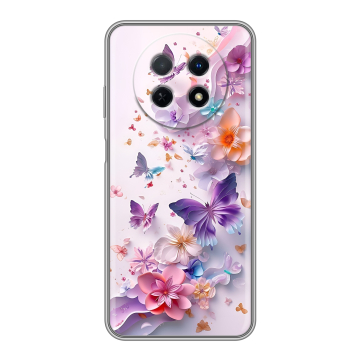 Силиконовый чехол на Huawei Nova Y91 с принтом цветы бабочки Силиконовый чехол на Huawei Nova Y91 с принтом цветы бабочки
