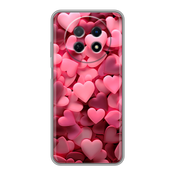 Силиконовый чехол на Huawei Nova Y91 с принтом розовые сердечки