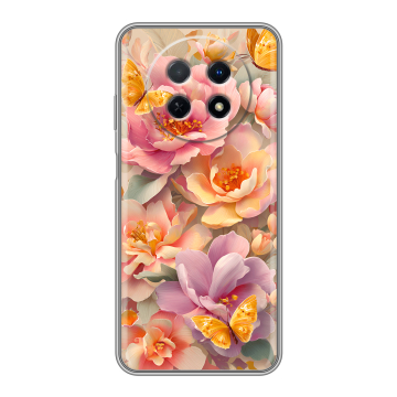 Силиконовый чехол на Huawei Nova Y91 с принтом Цветы и бабочки