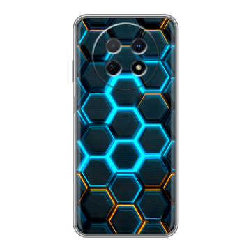 Силиконовый чехол на Huawei Nova Y91 с принтом Неоновые соты
