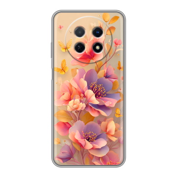 Силиконовый чехол на Huawei Nova Y91 с принтом Цветы и бабочки