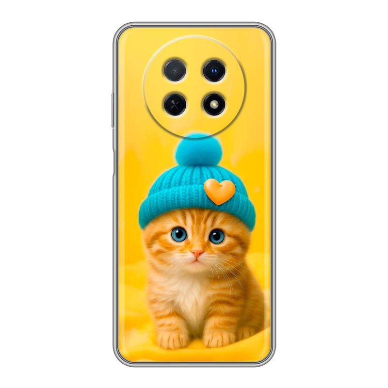 Силиконовый чехол на Huawei Nova Y91 с принтом Котенок в шапке Силиконовый чехол на Huawei Nova Y91 с принтом Котенок в шапке