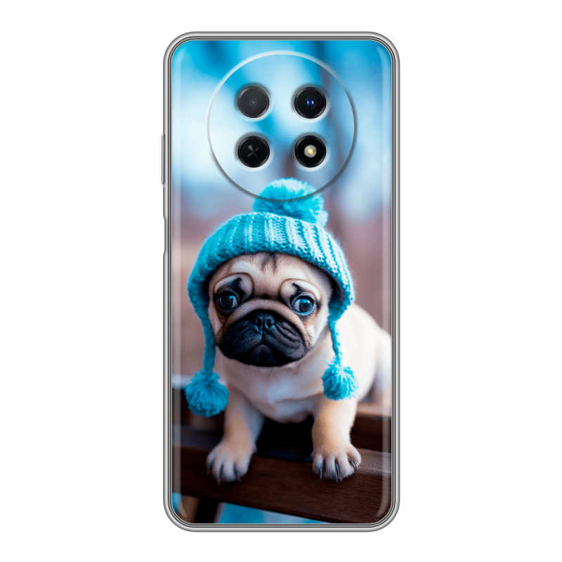 Силиконовый чехол на Huawei Nova Y91 с принтом Мопс в шапке Силиконовый чехол на Huawei Nova Y91 с принтом Мопс в шапке
