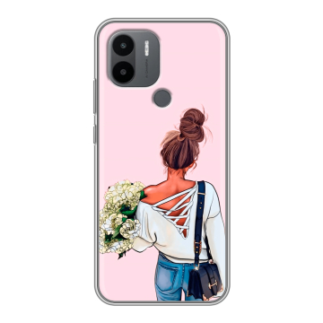 Силиконовый чехол на Xiaomi RedMi A2 Plus с принтом Девушка и букет Силиконовый чехол на Xiaomi RedMi A2 Plus с принтом Девушка и букет