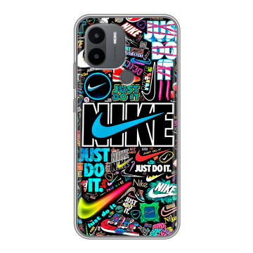 Силиконовый чехол на Xiaomi RedMi A2 Plus с принтом найк nike черный