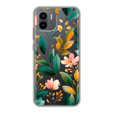 Силиконовый чехол на Xiaomi RedMi A2 Plus с принтом Цветы паттерн Силиконовый чехол на Xiaomi RedMi A2 Plus с принтом Цветы паттерн