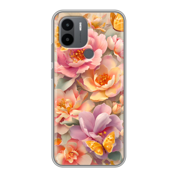 Силиконовый чехол на Xiaomi RedMi A2 Plus с принтом Цветы и бабочки Силиконовый чехол на Xiaomi RedMi A2 Plus с принтом Цветы и бабочки