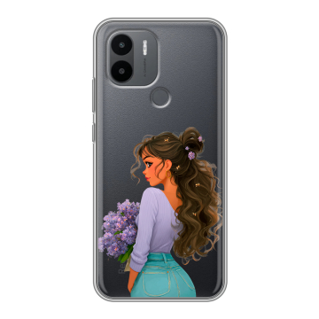 Силиконовый чехол на Xiaomi RedMi A2 Plus с принтом девушка цветы Силиконовый чехол на Xiaomi RedMi A2 Plus с принтом девушка цветы