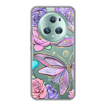 Силиконовый чехол на Huawei Honor Magic 5 Pro с принтом Бабочки и цветы Силиконовый чехол на Huawei Honor Magic 5 Pro с принтом Бабочки и цветы