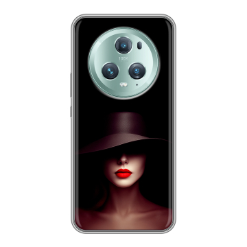 Силиконовый чехол на Huawei Honor Magic 5 Pro с принтом Девушка в шляпе Силиконовый чехол на Huawei Honor Magic 5 Pro с принтом Девушка в шляпе