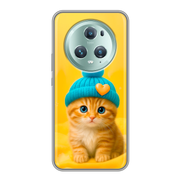 Силиконовый чехол на Huawei Honor Magic 5 Pro с принтом Котенок в шапке Силиконовый чехол на Huawei Honor Magic 5 Pro с принтом Котенок в шапке