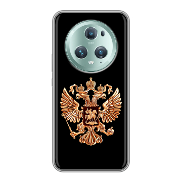 Силиконовый чехол на Huawei Honor Magic 5 Pro с принтом Герб России золотой