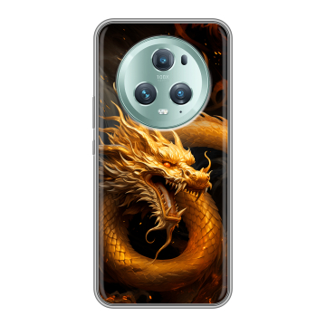 Силиконовый чехол на Huawei Honor Magic 5 Pro с принтом Золотой дракон