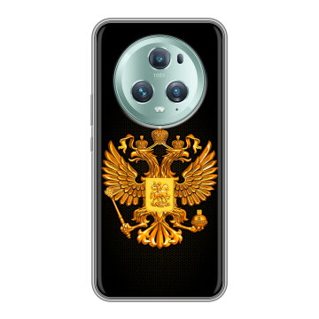Силиконовый чехол на Huawei Honor Magic 5 Pro с принтом Герб России желтый