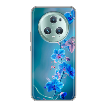 Силиконовый чехол на Huawei Honor Magic 5 Pro с принтом Голубые цветы Силиконовый чехол на Huawei Honor Magic 5 Pro с принтом Голубые цветы