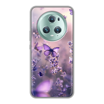 Силиконовый чехол на Huawei Honor Magic 5 Pro с принтом бабочки и лаванда