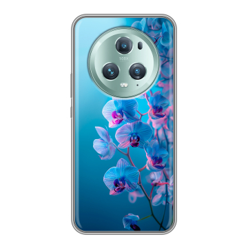 Силиконовый чехол на Huawei Honor Magic 5 Pro с принтом голубые орхидеи Силиконовый чехол на Huawei Honor Magic 5 Pro с принтом голубые орхидеи