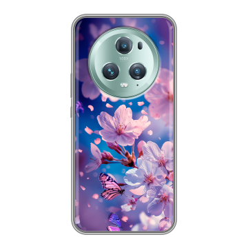 Силиконовый чехол на Huawei Honor Magic 5 Pro с принтом цветы бабочки Силиконовый чехол на Huawei Honor Magic 5 Pro с принтом цветы бабочки