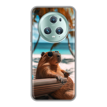 Силиконовый чехол на Huawei Honor Magic 5 Pro с принтом Капибара Силиконовый чехол на Huawei Honor Magic 5 Pro с принтом Капибара