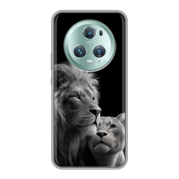 Силиконовый чехол на Huawei Honor Magic 5 Pro с принтом Лев кошки Силиконовый чехол на Huawei Honor Magic 5 Pro с принтом Лев кошки