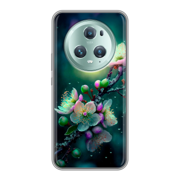 Силиконовый чехол на Huawei Honor Magic 5 Pro с принтом Цветы и мрамор