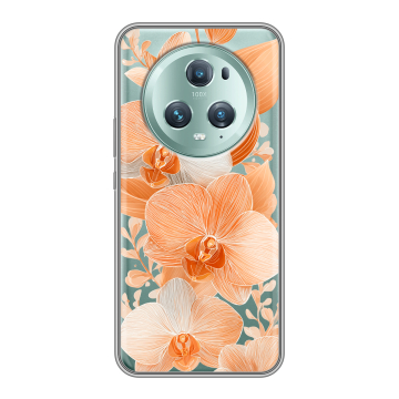 Силиконовый чехол на Huawei Honor Magic 5 Pro с принтом Бежевые цветы Силиконовый чехол на Huawei Honor Magic 5 Pro с принтом Бежевые цветы
