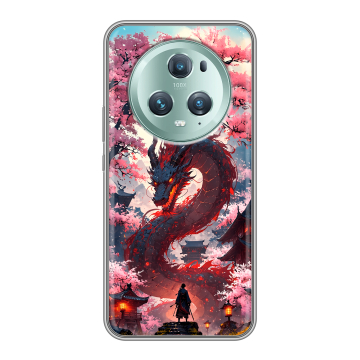 Силиконовый чехол на Huawei Honor Magic 5 Pro с принтом Дракон Японский Силиконовый чехол на Huawei Honor Magic 5 Pro с принтом Дракон Японский