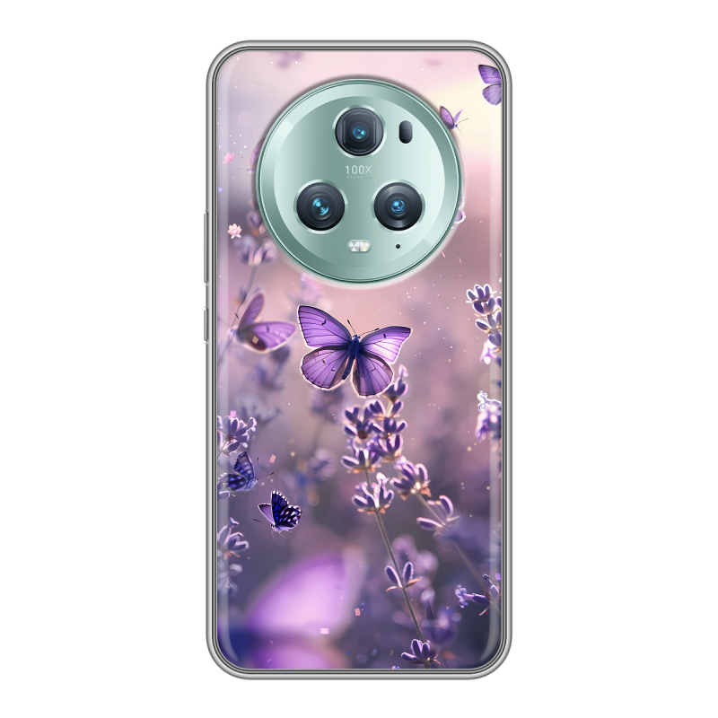 Силиконовый чехол на Huawei Honor Magic 5 Pro с принтом бабочки и лаванда Силиконовый чехол на Huawei Honor Magic 5 Pro с принтом бабочки и лаванда