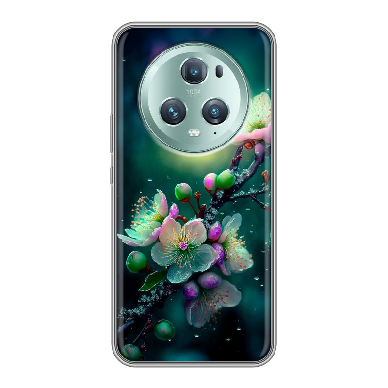 Силиконовый чехол на Huawei Honor Magic 5 Pro с принтом Цветы и мрамор Силиконовый чехол на Huawei Honor Magic 5 Pro с принтом Цветы и мрамор