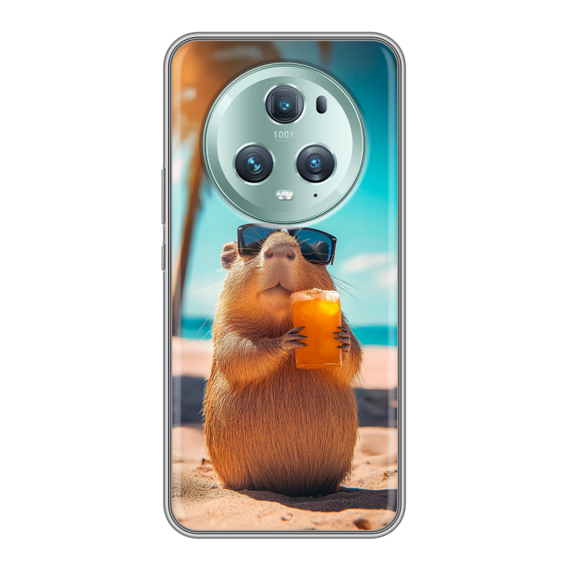 Силиконовый чехол на Huawei Honor Magic 5 Pro с принтом Капибара Силиконовый чехол на Huawei Honor Magic 5 Pro с принтом Капибара