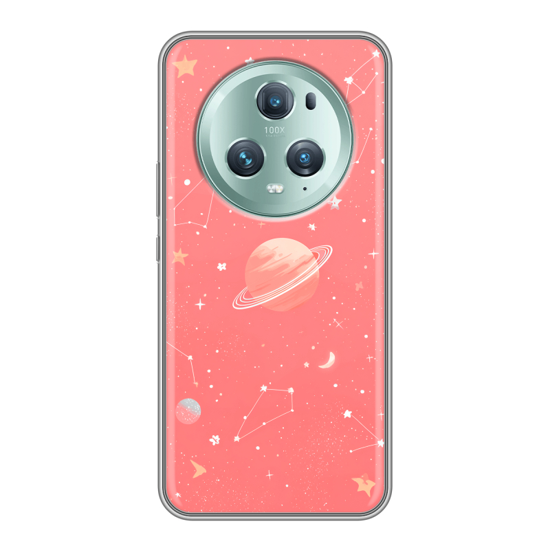 Силиконовый противоударный чехол на Huawei Honor Magic 5 Pro с принтом Розовый космос Силиконовый противоударный чехол на Huawei Honor Magic 5 Pro с принтом Розовый космос