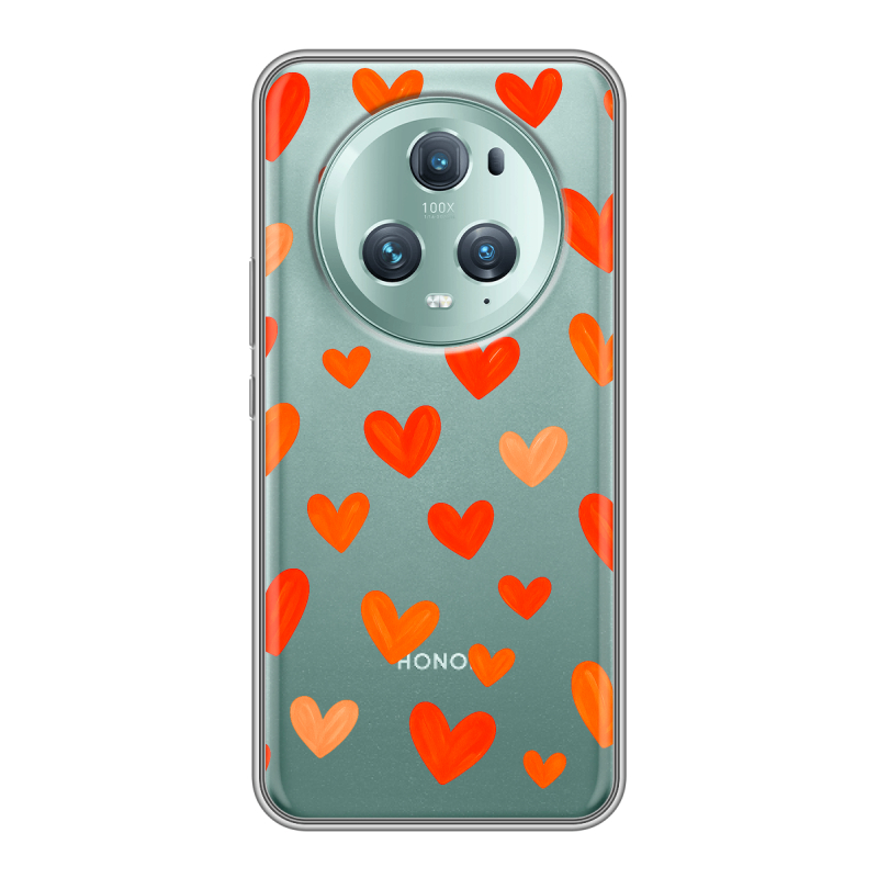 Силиконовый противоударный чехол на Huawei Honor Magic 5 Pro с принтом Сердечки Силиконовый противоударный чехол на Huawei Honor Magic 5 Pro с принтом Сердечки