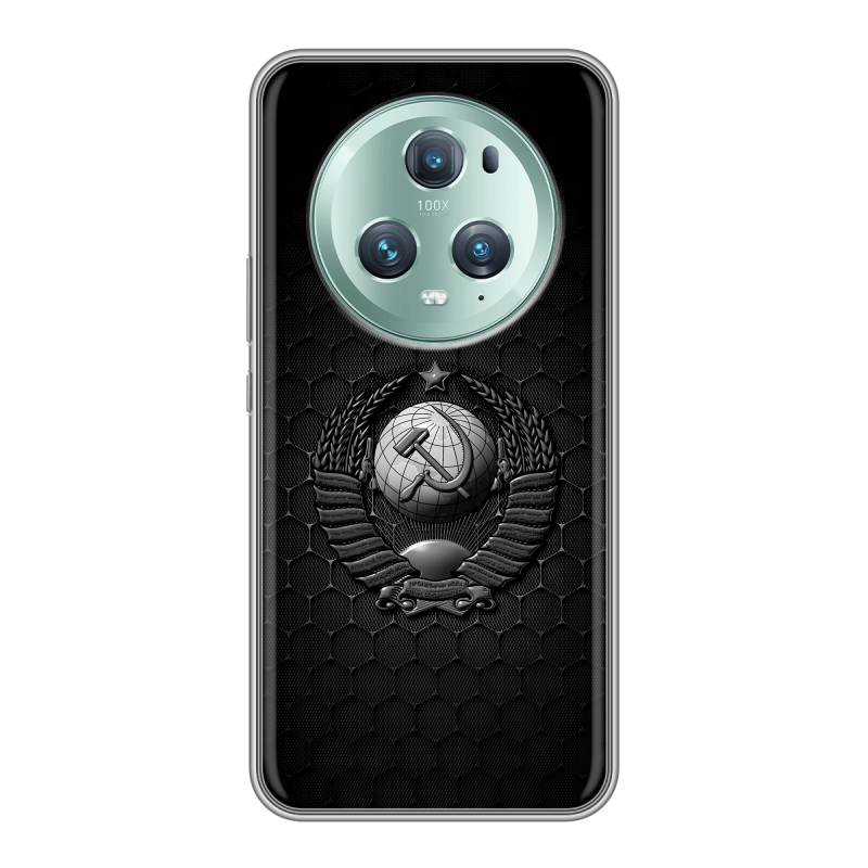 Силиконовый противоударный чехол на Huawei Honor Magic 5 Pro с принтом Герб Флаг СССР Силиконовый противоударный чехол на Huawei Honor Magic 5 Pro с принтом Герб Флаг СССР