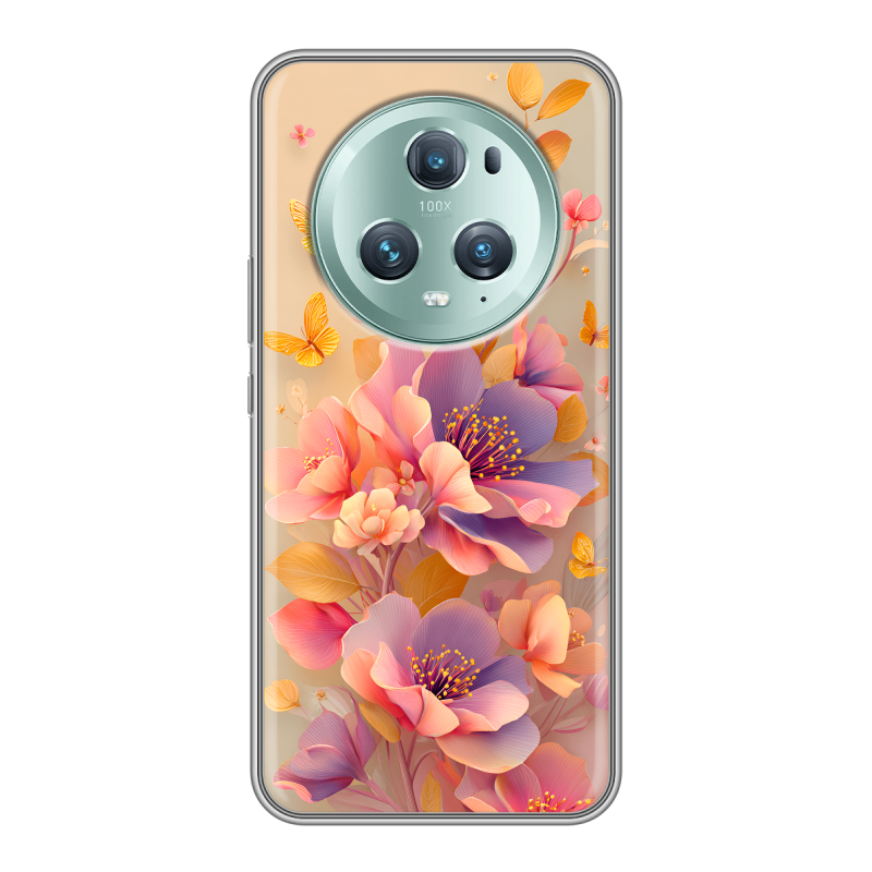 Силиконовый чехол на Huawei Honor Magic 5 Pro с принтом Цветы и бабочки Силиконовый чехол на Huawei Honor Magic 5 Pro с принтом Цветы и бабочки