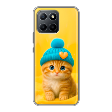 Силиконовый чехол на Huawei Honor 70 Lite 5G с принтом Котенок в шапке