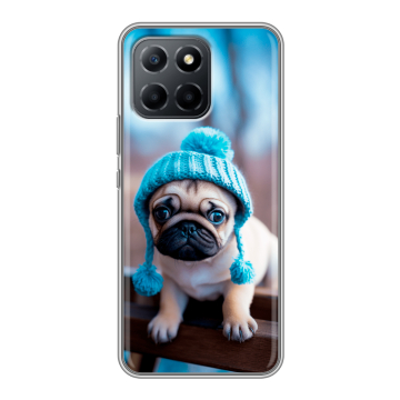 Силиконовый чехол на Huawei Honor 70 Lite 5G с принтом Мопс в шапке