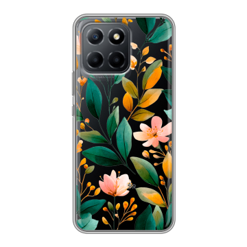 Силиконовый чехол на Huawei Honor 70 Lite 5G с принтом Цветы паттерн