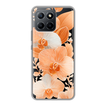 Силиконовый чехол на Huawei Honor 70 Lite 5G с принтом Бежевые цветы